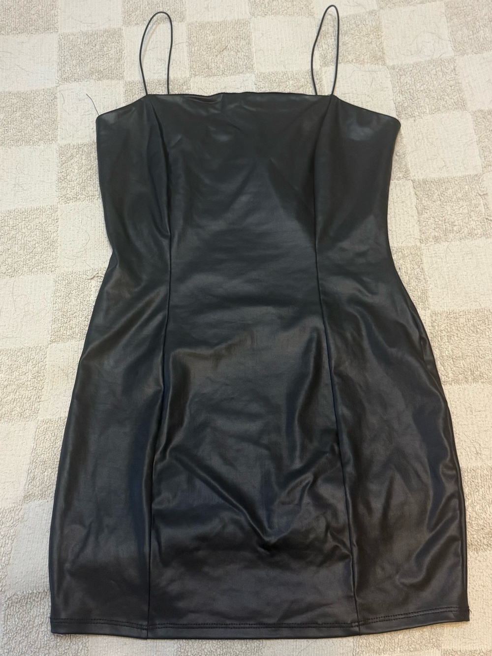Charlotte Russe Black Faux Leather Spaghetti Strap Mini Dress